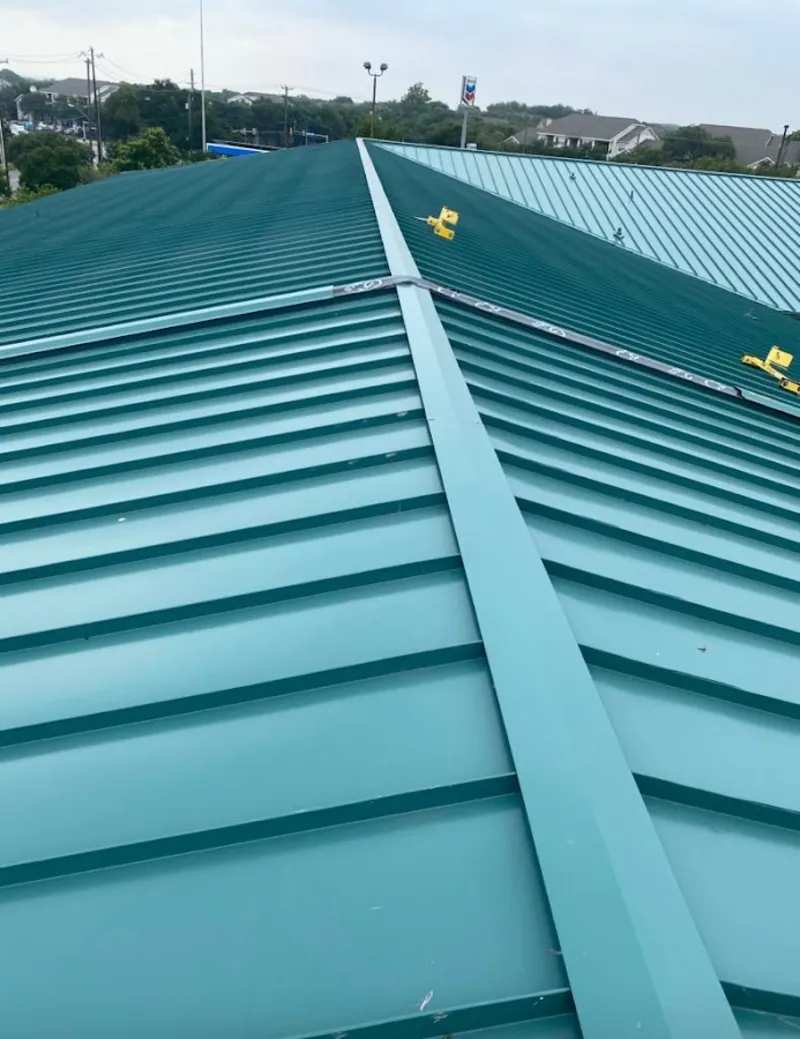 Green commercial metal roof ridge and valley for Metal Roof Repair in Poway
